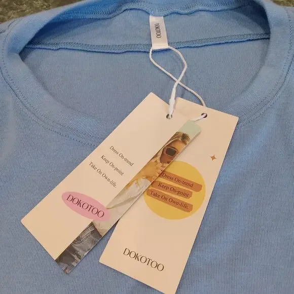 Dokotoo Oversized SOFT Crop Top Boxy Dolman Relaxed Fit Women’s Sz L NWT Beachy - Picture 2 of 9